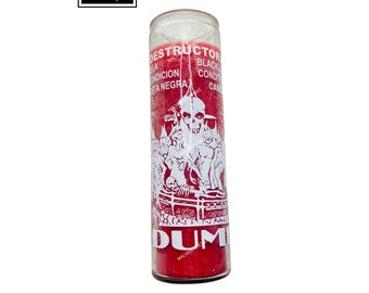 Dume Destruction glass candle, destruction candle, black magic, spell candle