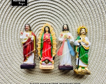 3inch Religious Statues, Virgen De Guadalupe Statue, San Judas, San Antonio, Divine Mercy,Sacred Heart of Jesus, Sagrado Corazon de Jesus