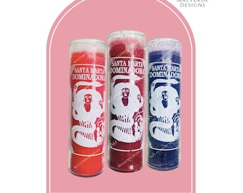 Santa Marta Dominadora glass candle, Santa marta candle, Vela de cristal Santa Marta Dominadora, Vela santa marta