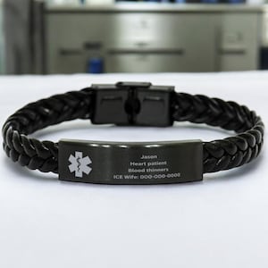 Personalized Medical Alert Bracelet,Customized Medical ID Bracelet, Emergency Bracelet,Engraved Medical Information Bracelet,Patient Gift