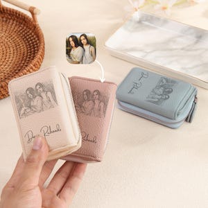 Cartera con foto personalizada para mujer, cartera de cuero PU grabada personalizada, cartera con foto, regalo para mamá, hija, esposa, regalo de Navidad, día de la madre