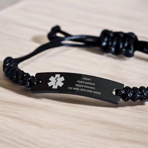 Personalized Medical Alert Bracelet,Customized Medical ID Bracelet, Emergency Bracelet,Engraved Medical Information Bracelet,Patient Gift