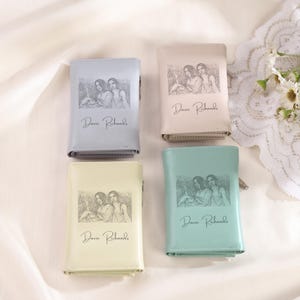 Cartera con foto personalizada para mujer, cartera de cuero PU grabada personalizada, cartera con foto, regalo para mamá, hija, esposa, regalo de Navidad, día de la madre