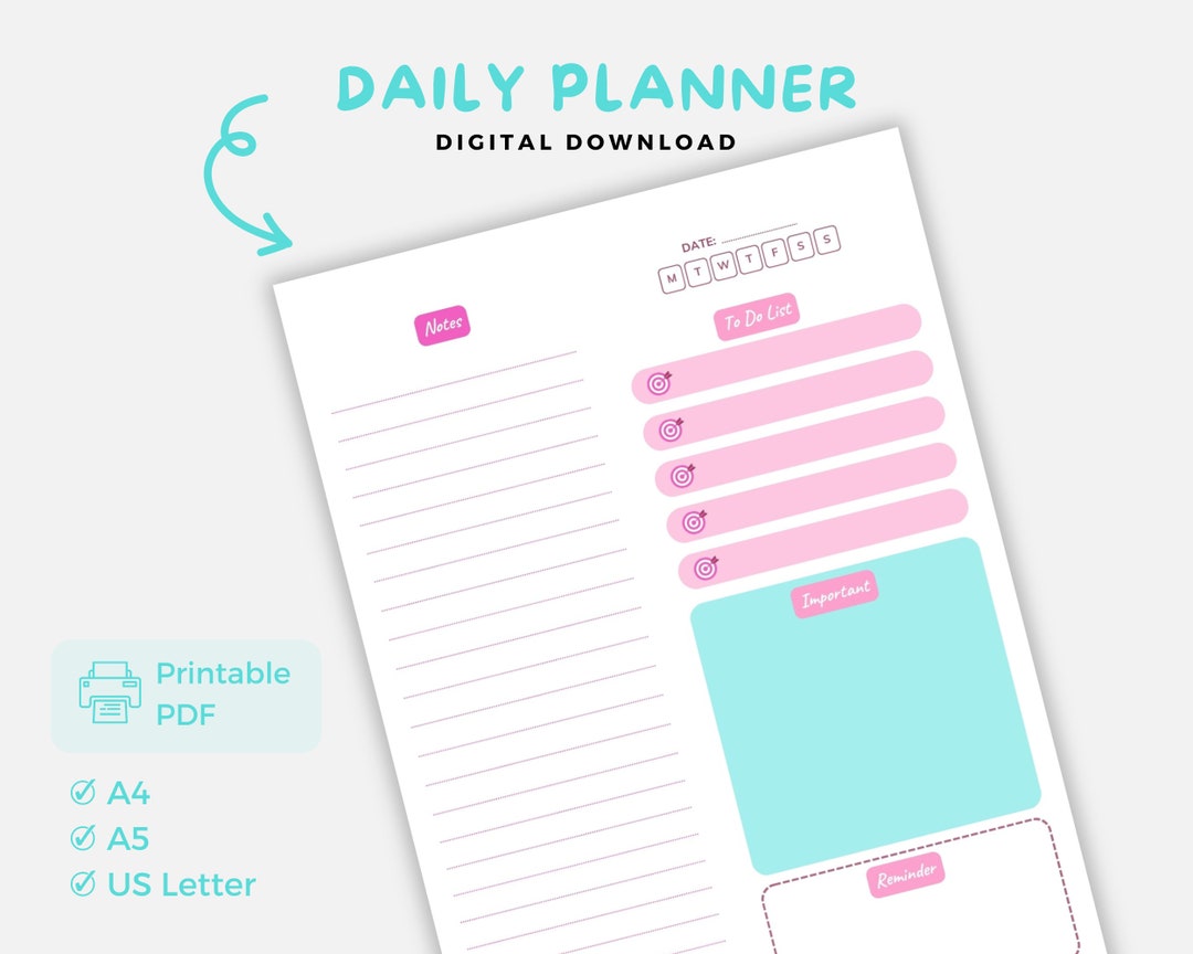 Printable Daily Checklist Planner - Etsy Australia