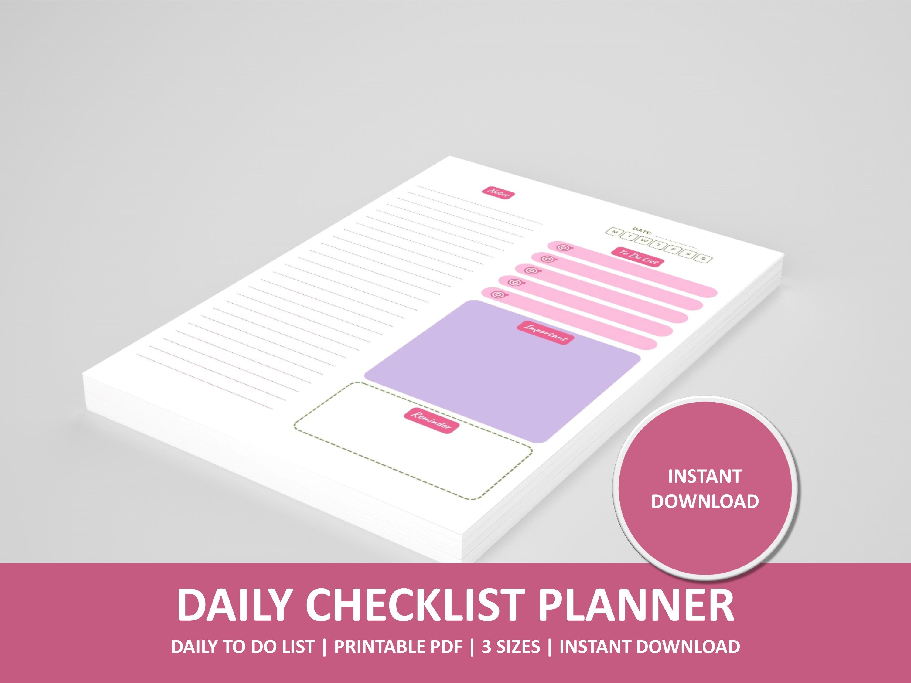 Printable Daily Checklist Planner Etsy