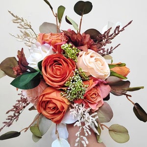 Fall Rustic Wedding Bouquet/Burnt Orange Bouquet/Bridal and Bridesmaids Bouquet/Wedding decor/Rose Flower Wedding Bouquet/Autumn Wedding image 7