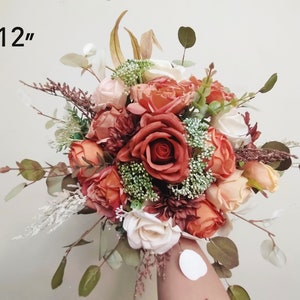 Fall Rustic Wedding Bouquet/Burnt Orange Bouquet/Bridal and Bridesmaids Bouquet/Wedding decor/Rose Flower Wedding Bouquet/Autumn Wedding image 1