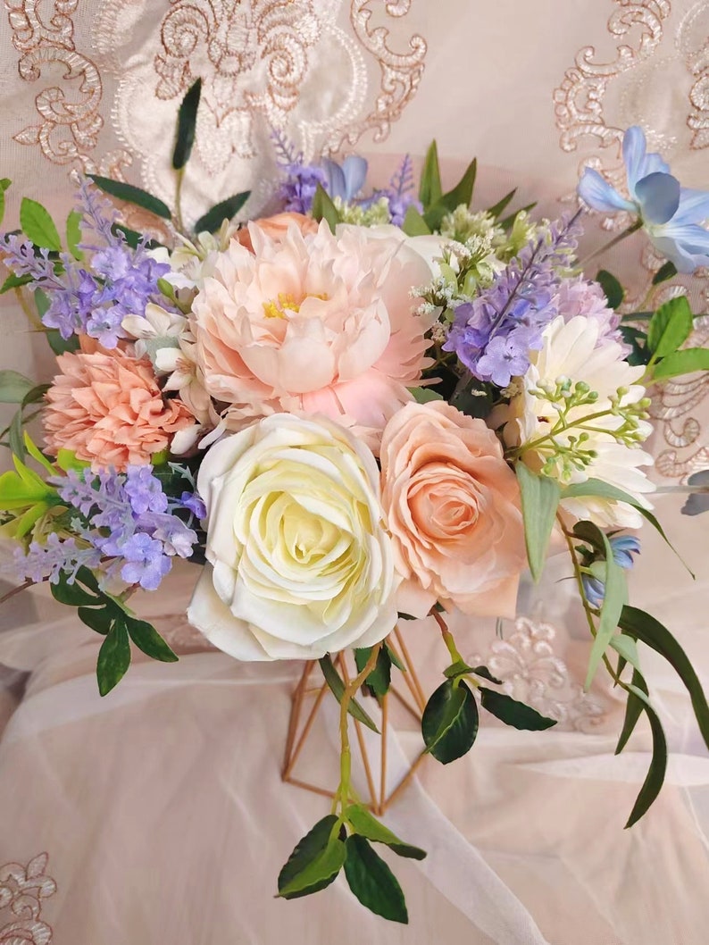 Boho&hippie Wedding/Spring Rose Bouquet/Fall Rustic Wedding Bouquet/Bridal and Bridesmaids Bouquet/Wedding decor/Silk Flower Wedding Bouquet image 3