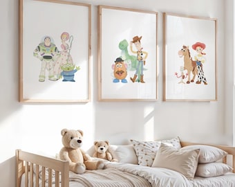 Toy Story Decor, Set of 3 Kids Bedroom Prints, Nursery Wall Art