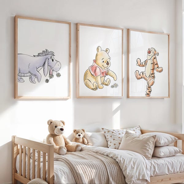 Láminas de Winnie the Pooh para la habitación del bebé: Arte de pared para la habitación del bebé (Marcos no incluidos)