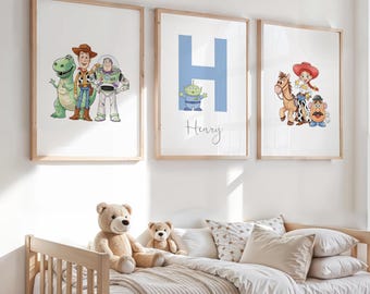 Set of 3 Personalised Toy Story Prints | Kids Wall Art | Nursery Decor