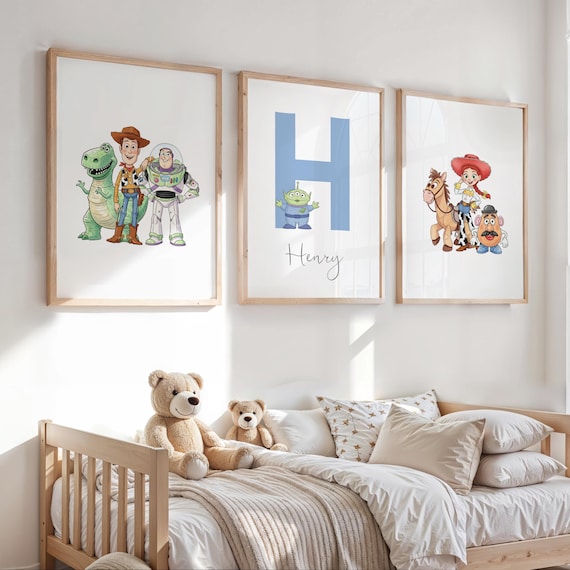 Set of 3 Personalised Toy Story Prints | Kids Wall Art | Nursery Decor