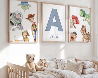 Set of 3 Personalised Toy Story Prints | Kids Wall Art | Nursery Decor