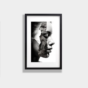 Framed Abstract Women Portrait Landscape Minimal Modern Wall Black White Art Wooden Frame Glass Print Poster archival photographic paper