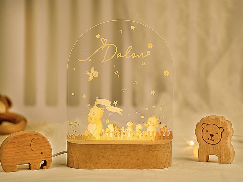 Personalized night light for baby, baby gift birth, night light baby, cute animal night lamp image 8