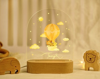 Personalised baby night light, baby birth gifts, baby night light, hot air balloon night light