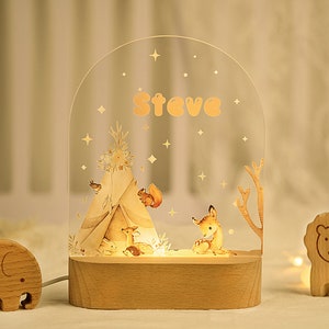 Personalized night light for baby, baby gift birth, night light baby, cute animal night lamp image 2