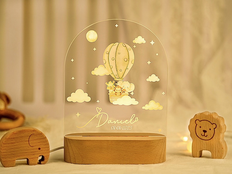 Personalized night light for baby, baby gift birth, night light baby, cute animal night lamp image 7