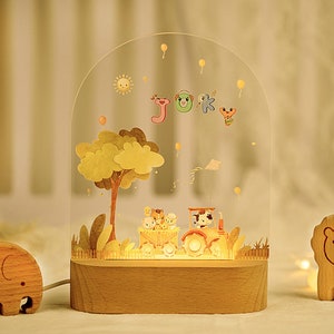 Personalized night light for baby, baby gift birth, night light baby, cute animal night lamp image 5