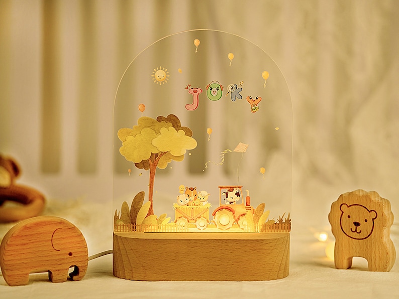 Personalized night light for baby, baby gift birth, night light baby, cute animal night lamp image 5