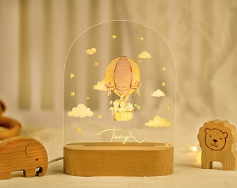 Personalized balloon name Night Light, personalized baby gift, baby night light, bedroom bedside lamp, birth gift