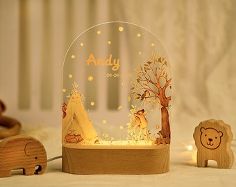 Custom Night Light for Baby, Personalized 3D Night Lamp with Name, Cute Animal Bedside Lamp for Kid, Children's Bedroom Decor, Gift for Kids