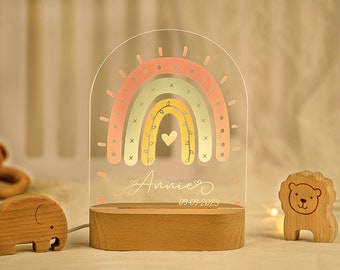 Personalisierte Regenbogen Nachtlicht, Kinder LED Nachtlampe, niedliches Regenbogen Nachtlicht, Benutzerdefinierte Name Nachtlicht, Geschenk für Kinder, Baby Mädchen Geschenk