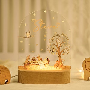 Personalized night light for baby, baby gift birth, night light baby, cute animal night lamp image 6