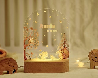 Veilleuse personnalisée pour bébé, cadeau naissance, veilleuse bébé, lampe de nuit animal mignon, cadeau pour enfant