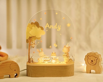 Personalised Name Night Light for Baby,Acrylic Rabbit Night Light,Kids Night Lamp,Bedroom Lamp,Christmas Gift,Birthday Gift for Her/Him