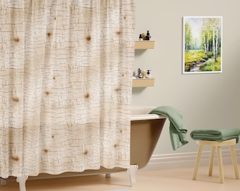 Birkenrinde Textur Duschvorhang: Rustikales Wald Badezimmer Dekor