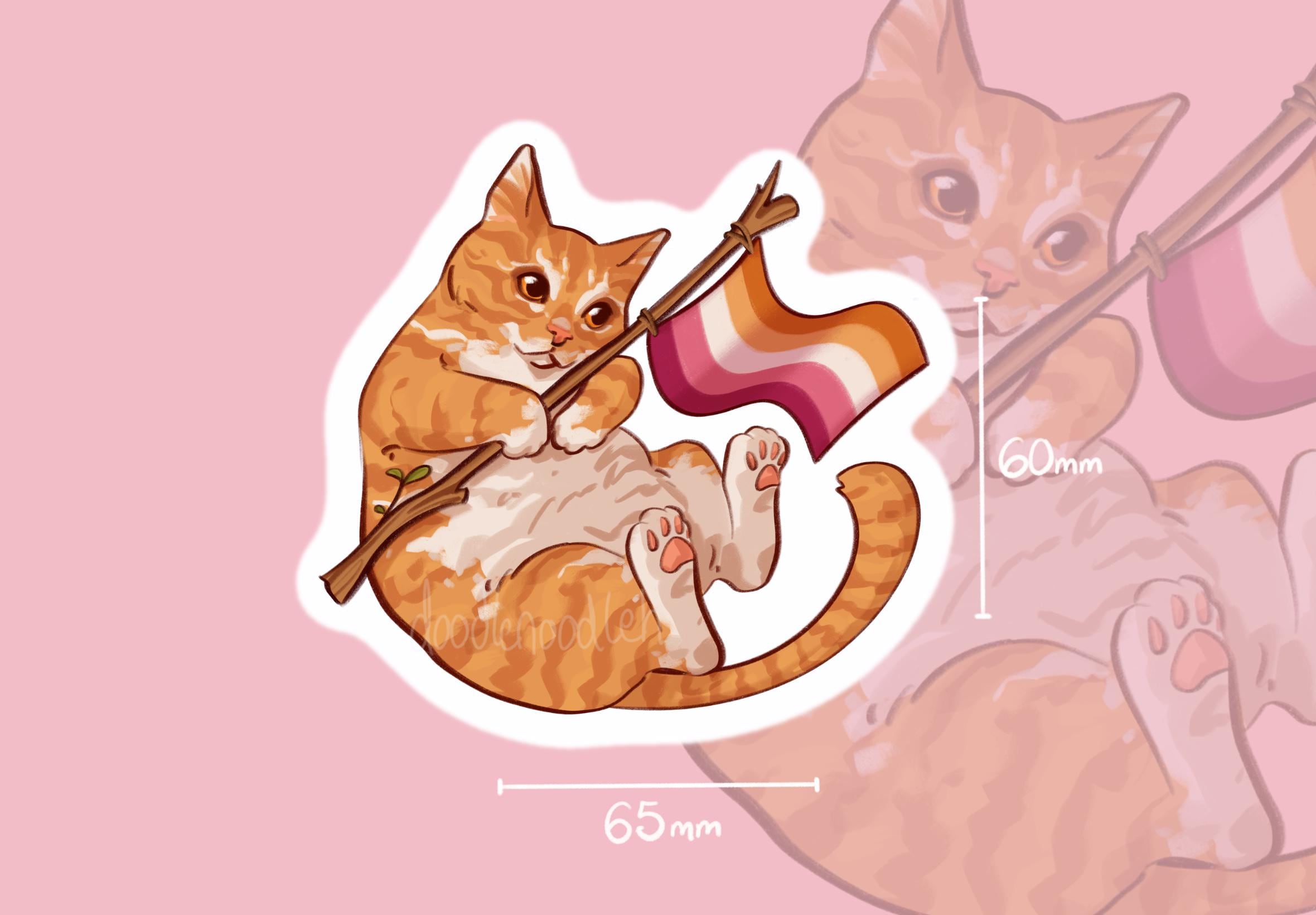Lesbian Pride Cat - Sticker - Etsy