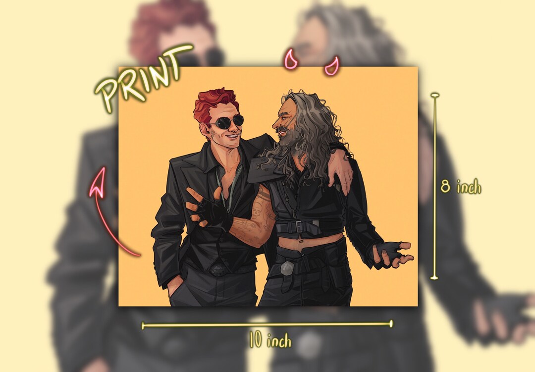 Crowley & Blackbeard Good Omens Our Flag Means Death Print - Etsy