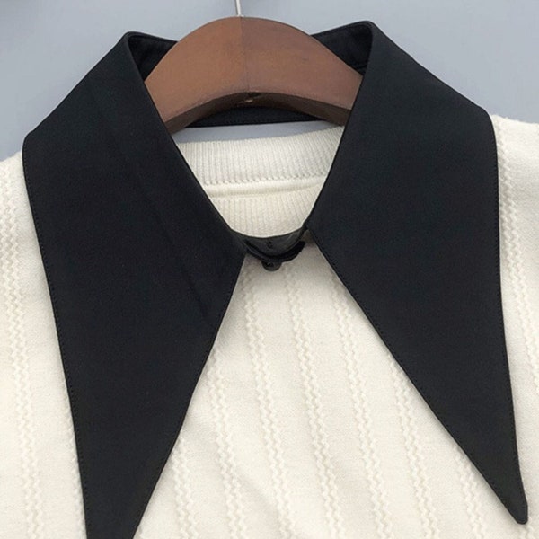 Pure simple plain black fake collar / Cotton False Collar / Removable Fake Collar / Detachable Collar / False Collar / one piece neckcover