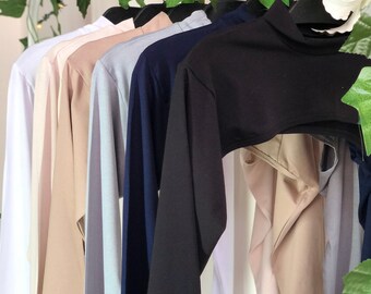 Ensembles de couvre-manches à demi-col, 6 pièces, pour hijab et couvre-cou de mode modeste, chemise courte à manches longues