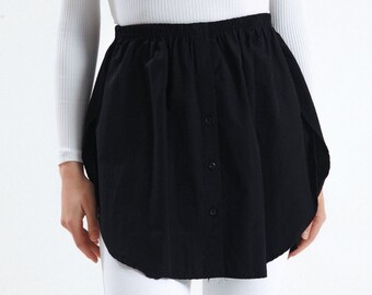 Extensión de falda de camisa elegante de 39 cm, extensor de falda de camisa, extensor de falda negra con detalle de botones y aberturas