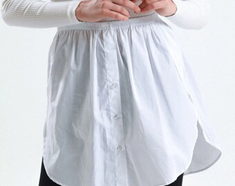 Extensión de falda blanca corta de 37 cm, extensor de falda de mujer, extensor de vestido, mini enagua, falda en capas, falda de leggings
