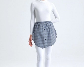 checkered shirt skirt, gingham shirt skirt, skirt extension, fake skirt, fake shirt skirt, skirt extender, underwear skirt