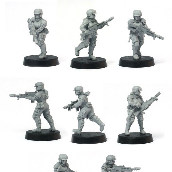 Grimdark Female Soldiers miniature set, 28mm resin military girls guard