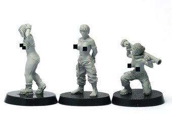 Female prisoner miniature set, 28mm sci-fi, grimdark