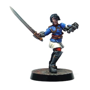 Grimdark Female Officer, Commissar miniature 28mm for tabletop wargaming