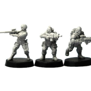 Mercenaries miniature set, 28mm resin sci-fi grimdark