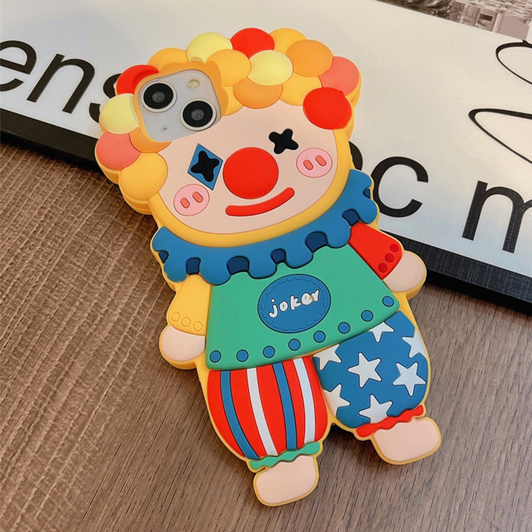 Cute Cartoon 3D Clown Phone Case Kawaiii Soft Silicone Case for iPhone