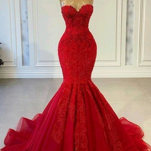 Vestido sirena 2025 rojo