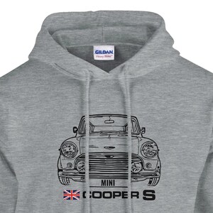 Klassisk Mini Cooper S Sketch Hoodie – Present till veteranbilsentusiast bild 1