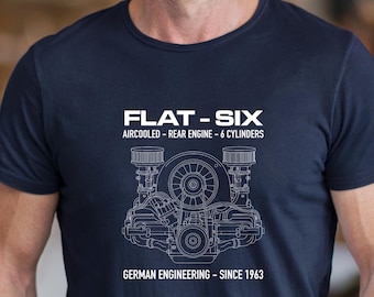 Air-Cooled Flat Six Engine T-Shirt | German Car Enthusiast Gift