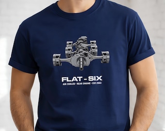 Air Cooled Flat Six Engine T-Shirt | Rear Engine German Sports Tee for Enthusiasts