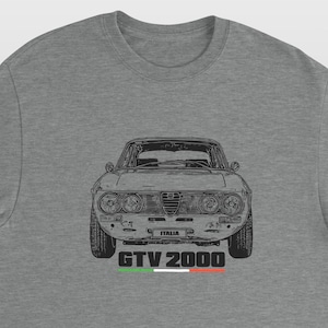 Italian car t-shirt for alfa romeo fans, Italian classic car tee, gtv 2000, car tshirt gift, gift for petrolhead, car presents for men