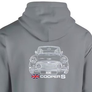 Car hoodie for mini cooper fans, Print on back pullover hoodie, classic car hoodie, hoodie for mini fans, mini sweatshirt