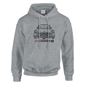 Klassisk Mini Cooper S Sketch Hoodie – Present till veteranbilsentusiast Sport Grey